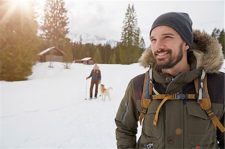 single mature woman and snow - Portrait of mid adult man in winter landscape, Elmau, Bavaria, Germany Stock Photo - Premium Royalty-Free, Code: 649-08714386