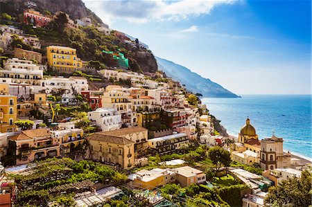 positano italy - Cliff side buildings by sea, Positano, Amalfi Coast, Italy Stock Photo - Premium Royalty-Free, Code: 649-08714516