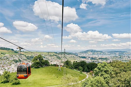 Elevated view of cable car and landscape, Mount Pilatus, Switzerland Photographie de stock - Premium Libres de Droits, Code: 649-08765905