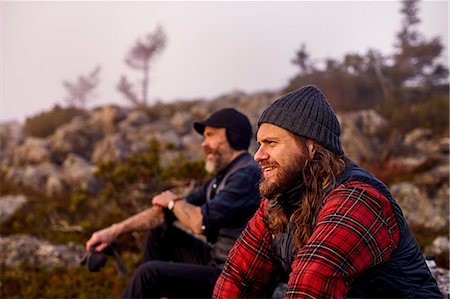 Hikers enjoying view on rocky field, Sarkitunturi, Lapland, Finland Stock Photo - Premium Royalty-Free, Code: 649-08766364