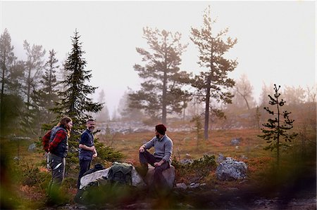 Hikers relaxing in park, Sarkitunturi, Lapland, Finland Foto de stock - Sin royalties Premium, Código: 649-08766370