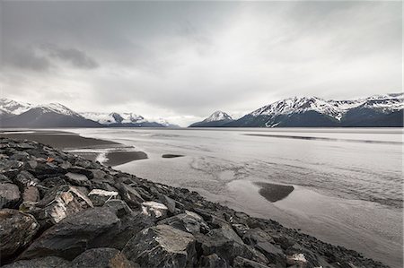 simsearch:649-08824853,k - Snow capped mountains, Beluga Point Lookout, Seward Highway, Alaska, USA Foto de stock - Sin royalties Premium, Código: 649-08824823