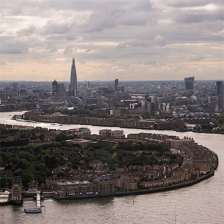 simsearch:649-08632491,k - View from Canary Wharf over River Thames & London Skyline, London, UK Stock Photo - Premium Royalty-Free, Code: 649-08825328