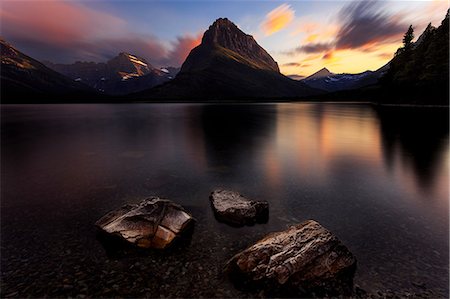 swiftcurrent lake - Scenic view at sunset, Swiftcurrent Lake, Glacier National Park, Montana, USA Stock Photo - Premium Royalty-Free, Code: 649-08859914