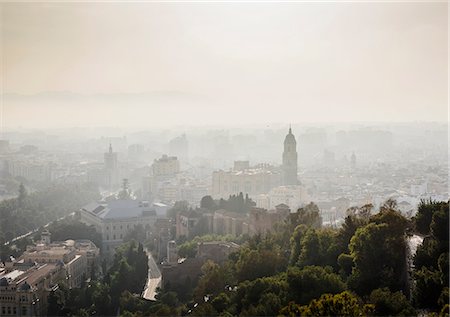 spain malaga landscape photography - Elevated view of Malaga, Spain Stock Photo - Premium Royalty-Free, Code: 649-08860111