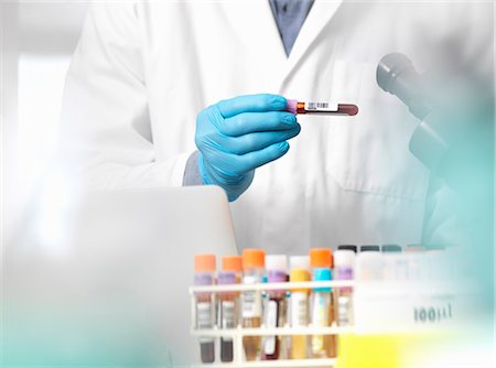 Scientist checking blood sample information ready for clinical testing in a laboratory Stock Photo - Premium Royalty-Free, Code: 649-08894947