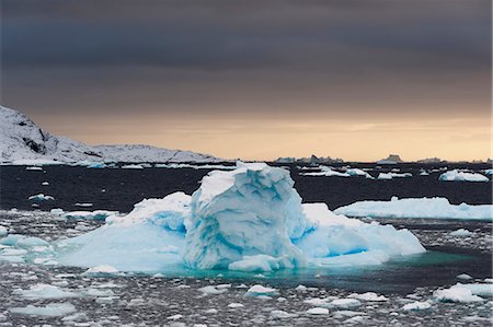 Icebergs at sunset in the Lemaire channel, Antarctica Foto de stock - Sin royalties Premium, Código: 649-08895071