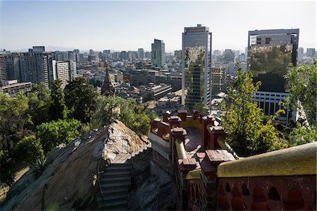 santiago - Elevated view of city, Santiago de Chile, Chile Photographie de stock - Premium Libres de Droits, Code: 649-08924068