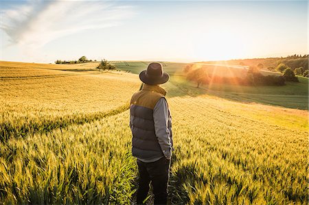 simsearch:649-06165188,k - Mid adult man, standing in field, rear view, Neulingen, Baden-Württemberg, Germany Stock Photo - Premium Royalty-Free, Code: 649-08922729