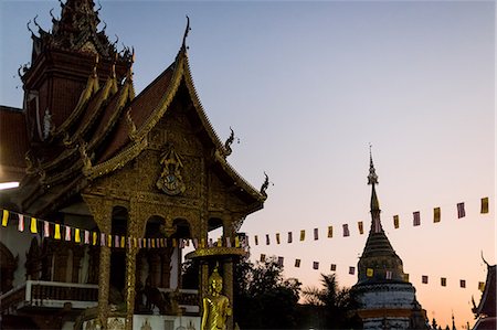 simsearch:649-08923890,k - Buddhist temple spires at dusk, Chiang Mai, Thailand Stock Photo - Premium Royalty-Free, Code: 649-08923892