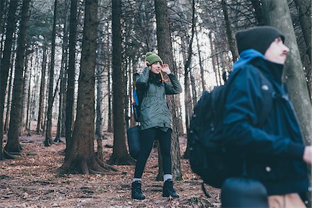 simsearch:649-08949532,k - Hiking couple in forest, Monte San Primo, Italy Stock Photo - Premium Royalty-Free, Code: 649-08949528