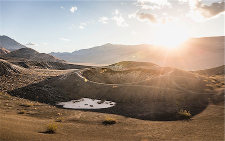 Sunlit landscape at Ubehebe Crater in Death Valley National Park, California, USA Stock Photo - Premium Royalty-Free, Code: 649-08968976