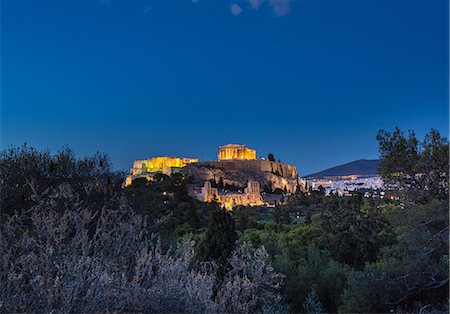 simsearch:649-08987896,k - The Acropolis illuminated at night, Athens, Attiki, Greece, Europe Stock Photo - Premium Royalty-Free, Code: 649-08987915