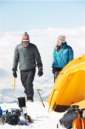 Mid adult couple by tent, Chamonix, France Stock Photo - Premium Royalty-Free, Code: 649-09004664