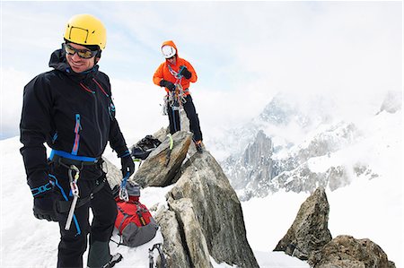 Two men rock climbing, Chamonix, France Stock Photo - Premium Royalty-Free, Code: 649-09004665