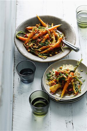 rice and beans - Plates of carrots and vegetables Stock Photo - Premium Royalty-Free, Code: 649-09003111