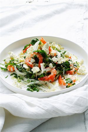 simsearch:649-09003328,k - Plate of shrimp salad Stock Photo - Premium Royalty-Free, Code: 649-09003145