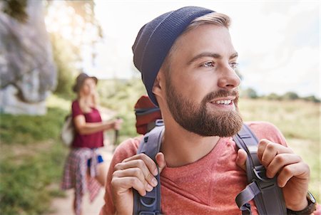 simsearch:649-09025424,k - Portrait of man hiking looking away smiling, Krakow, Malopolskie, Poland, Europe Stock Photo - Premium Royalty-Free, Code: 649-09025426