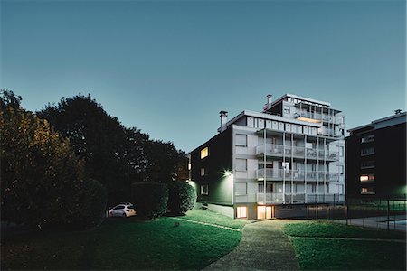 Apartment block at dusk, Chambery, Rhone-Alpes, France Stock Photo - Premium Royalty-Free, Code: 649-09036015