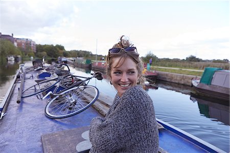 simsearch:649-09061651,k - Woman on canal boat Stock Photo - Premium Royalty-Free, Code: 649-09061640