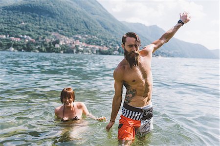 simsearch:649-09078282,k - Portrait of young hipster couple in lake Como, Como, Lombardy, Italy Stock Photo - Premium Royalty-Free, Code: 649-09078265