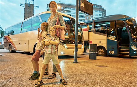 funny family - Mother and sons at bus station, Montevideo, Uruguay, South America Stock Photo - Premium Royalty-Free, Code: 649-09078599