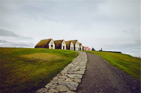 sod roof - Path to turf houses, Akureyri, Eyjafjardarsysla, Iceland Stock Photo - Premium Royalty-Free, Code: 649-09111333