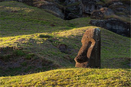 simsearch:649-09111444,k - Detail of Rano Raraku moai statue on Easter Island Stock Photo - Premium Royalty-Free, Code: 649-09111443