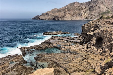 simsearch:649-08860390,k - Rocky coastline and sea, Nova Sintra, Brava, Cape Verde, Africa Stock Photo - Premium Royalty-Free, Code: 649-09123384