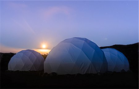 simsearch:649-09149073,k - Three white dome tents at sunset, Narsaq, Vestgronland, South Greenland Stock Photo - Premium Royalty-Free, Code: 649-09149073