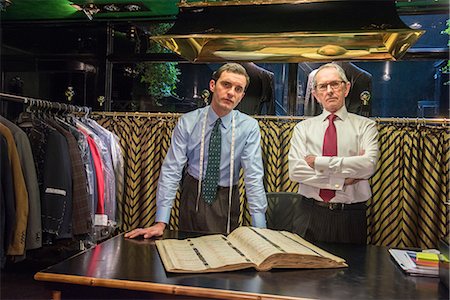 simsearch:614-06814076,k - Two tailors in traditional tailors shop, portrait Stock Photo - Premium Royalty-Free, Code: 649-09158937