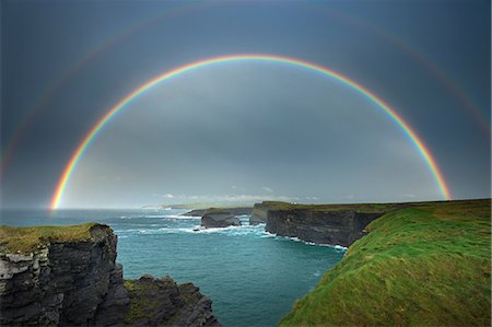 Rainbow over Kilkee Cliffs, Kilkee, Clare, Ireland Stock Photo - Premium Royalty-Free, Code: 649-09167084