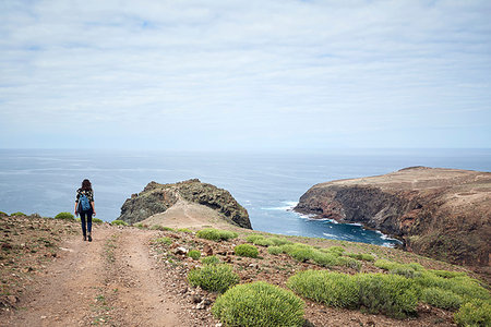 simsearch:649-09111386,k - Woman hiking on coastal dirt track, Las Palmas, Gran Canaria, Canary Islands, Spain Stock Photo - Premium Royalty-Free, Code: 649-09176627