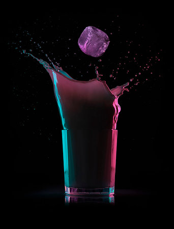 simsearch:649-05950711,k - Ice cube splashing into drink Stock Photo - Premium Royalty-Free, Code: 649-09205947