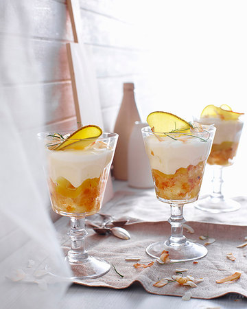 simsearch:649-09206430,k - Glasses of mango coconut trifle Stock Photo - Premium Royalty-Free, Code: 649-09205970
