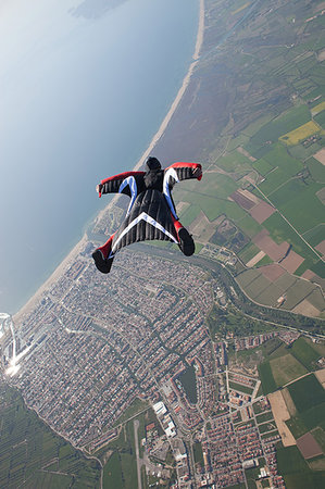 sky-diver (male) - Wingsuit flying over Empuriabrava, Spain Stock Photo - Premium Royalty-Free, Code: 649-09206847