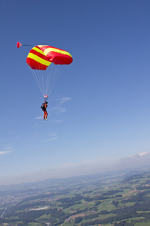 Person parachuting over Thurgau, Switzerland Stock Photo - Premium Royalty-Free, Code: 649-09206930