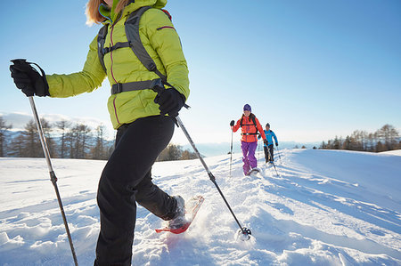 simsearch:854-03537981,k - Three mid adult friends snowshoeing in Dolomites, Eisack Valley, South Tyrol, Italy Stock Photo - Premium Royalty-Free, Code: 649-09208500