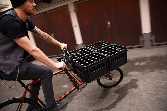 Man delivering beer on bicycle, Munich, Bavaria, Germany Stock Photo - Premium Royalty-Free, Image code: 649-09209131