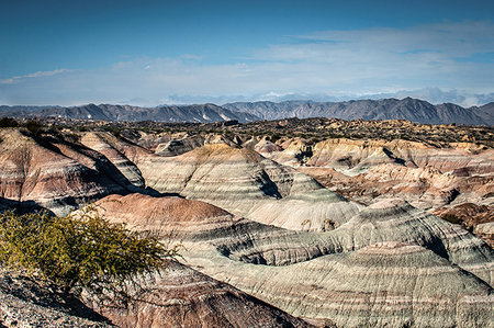 Elevated view of striped rolling landscape, Valle de la Luna, San Juan Province, Argentina Photographie de stock - Premium Libres de Droits, Code: 649-09209238