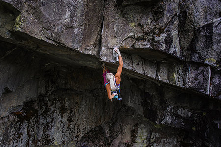 Trad climbing roof of My Little Pony route in Squamish, Canada Stock Photo - Premium Royalty-Free, Code: 649-09213557