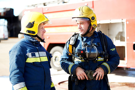 fire truck close - Firemen in discussion in training centre, Darlington, UK Stock Photo - Premium Royalty-Free, Code: 649-09230498