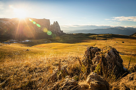 seiser alm - Schlern-Rosengarten on Seiser Alm, Dolomites, Siusi, Trentino-Alto Adige, Italy Foto de stock - Sin royalties Premium, Código: 649-09230768