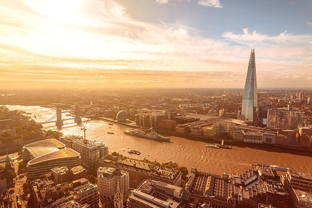 Sunny view of Thames river, Tower bridge, London tower and the Shard, City of London, UK Stock Photo - Premium Royalty-Free, Code: 649-09249993