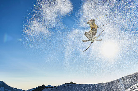 saas-fee - Skier in midair, Saas-Fee, Valais, Switzerland Stock Photo - Premium Royalty-Free, Code: 649-09258267