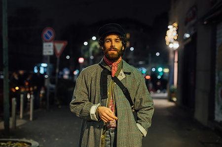 depression free - Bearded young man loitering on street Stock Photo - Premium Royalty-Free, Code: 649-09258346