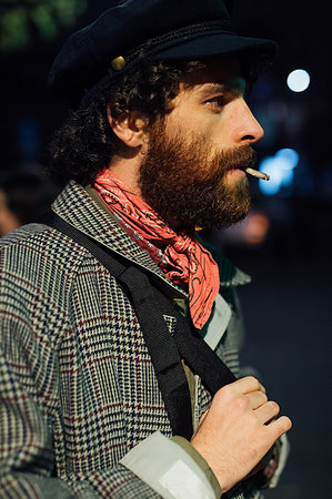 depression free - Bearded young man loitering on street Stock Photo - Premium Royalty-Free, Code: 649-09258348