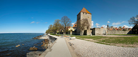Panoramic view of coast in historic city, Visby, Gotlands Lan, Sweden Stock Photo - Premium Royalty-Free, Code: 649-09268786