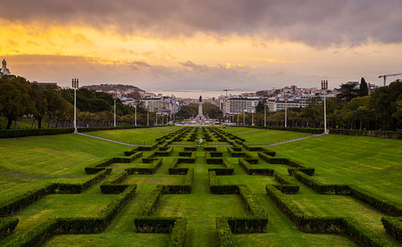 famous sculptures in portugal - Parque Eduardo VII at sunset, Lisbon, Portugal Stock Photo - Premium Royalty-Free, Code: 649-09269388