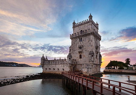 Torre de Belém at sunset, Lisbon, Portugal Fotografie stock - Premium Royalty-Free, Codice: 649-09269389